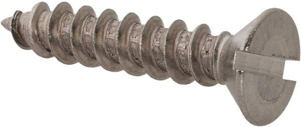 Value Collection - #10 Flat Head Slotted Sheet Metal Screw - Stainless Steel, 1" OAL, Grade 18-8 - Exact Industrial Supply