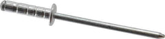 RivetKing - Size 43-45 Dome Head Aluminum Multi Grip Blind Rivet - Steel Mandrel, 0.196" to 0.33" Grip, 1/4" Head Diam, 0.129" to 0.133" Hole Diam, 0.586" Length Under Head, 1/8" Body Diam - Exact Industrial Supply