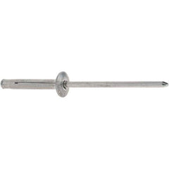 RivetKing - Dome Head Aluminum Plus Blind Rivet - Aluminum Mandrel, 1/8" to 3/8" Grip, 0.312" Head Diam, 0.129" to 0.143" Hole Diam, 0.975" Length Under Head, 1/8" Body Diam - Exact Industrial Supply