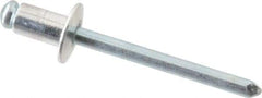 RivetKing - Size 62 Dome Head Aluminum Open End Blind Rivet - Steel Mandrel, 0.02" to 1/8" Grip, 3/8" Head Diam, 0.192" to 0.196" Hole Diam, 0.325" Length Under Head, 3/16" Body Diam - Exact Industrial Supply