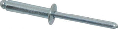 RivetKing - Size 610 Dome Head Steel Open End Blind Rivet - Steel Mandrel, 0.501" to 5/8" Grip, 3/8" Head Diam, 0.192" to 0.196" Hole Diam, 0.825" Length Under Head, 3/16" Body Diam - Exact Industrial Supply