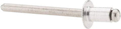RivetKing - Size 62 Dome Head Aluminum Open End Blind Rivet - Aluminum Mandrel, 0.02" to 1/8" Grip, 3/8" Head Diam, 0.192" to 0.198" Hole Diam, 0.325" Length Under Head, 3/16" Body Diam - Exact Industrial Supply