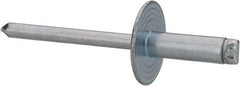 RivetKing - Size 66 Large Flange Dome Head Steel Open End Blind Rivet - Steel Mandrel, 0.251" to 3/8" Grip, 5/8" Head Diam, 0.192" to 0.196" Hole Diam, 0.575" Length Under Head, 3/16" Body Diam - Exact Industrial Supply