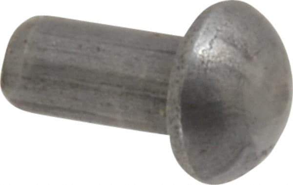 RivetKing - 1/8" Body Diam, Round Steel Solid Rivet - 1/4" Length Under Head - Exact Industrial Supply