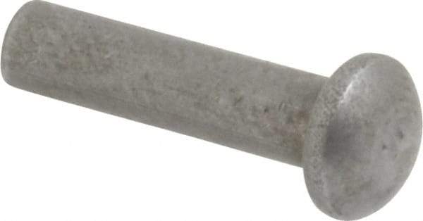 RivetKing - 1/8" Body Diam, Round Uncoated Steel Solid Rivet - 1/2" Length Under Head - Exact Industrial Supply