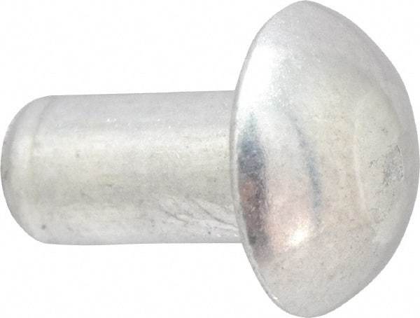 RivetKing - 1/8" Body Diam, Round Aluminum Solid Rivet - 1/4" Length Under Head, Grade 1100F - Exact Industrial Supply