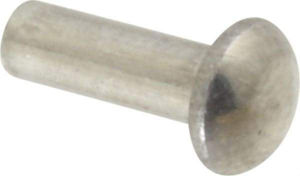 RivetKing - 1/8" Body Diam, Round Aluminum Solid Rivet - 3/8" Length Under Head, Grade 1100F - Exact Industrial Supply