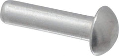 RivetKing - 1/8" Body Diam, Round Uncoated Aluminum Solid Rivet - 1/2" Length Under Head, Grade 1100F - Exact Industrial Supply