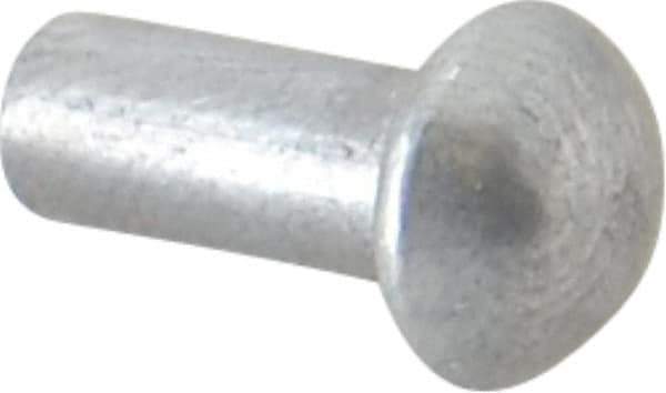 RivetKing - 5/32" Body Diam, Round Uncoated Aluminum Solid Rivet - 3/8" Length Under Head, Grade 1100F - Exact Industrial Supply