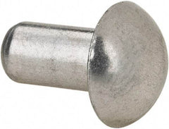 RivetKing - 3/16" Body Diam, Round Uncoated Aluminum Solid Rivet - 3/8" Length Under Head, Grade 1100F - Exact Industrial Supply