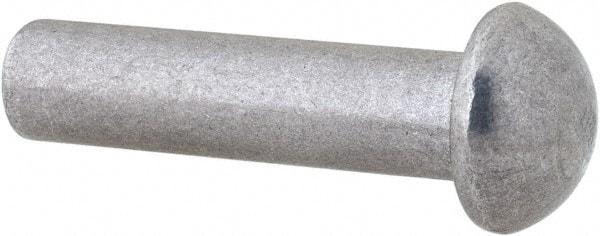 RivetKing - 1/4" Body Diam, Round Uncoated Aluminum Solid Rivet - 1" Length Under Head, Grade 1100F - Exact Industrial Supply