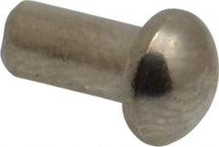 RivetKing - 1/8" Body Diam, Round Uncoated Stainless Steel Solid Rivet - 1/4" Length Under Head, Grade 18-8 - Exact Industrial Supply