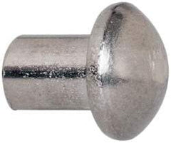 RivetKing - 3/16" Body Diam, Round Uncoated Stainless Steel Solid Rivet - 1/4" Length Under Head, Grade 18-8 - Exact Industrial Supply