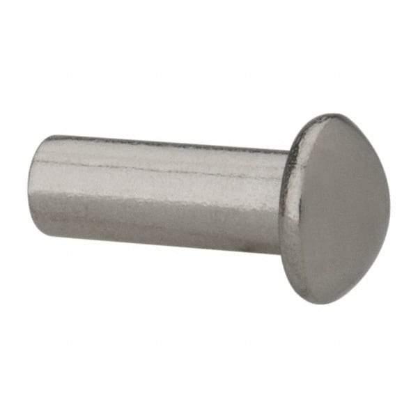 RivetKing - 3/16" Body Diam, Round Uncoated Stainless Steel Solid Rivet - 1/2" Length Under Head, Grade 18-8 - Exact Industrial Supply