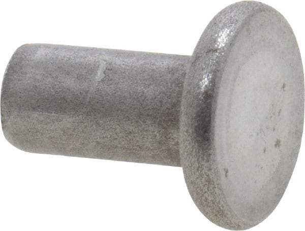 RivetKing - 1/8" Body Diam, Flat Uncoated Steel Solid Rivet - 1/4" Length Under Head - Exact Industrial Supply