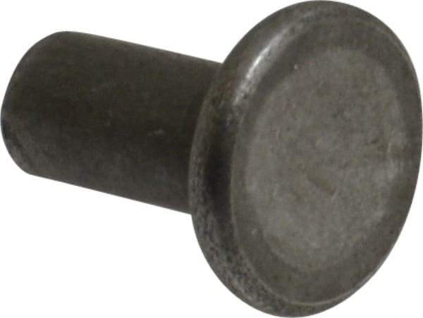 RivetKing - 3/16" Body Diam, Flat Uncoated Steel Solid Rivet - 3/8" Length Under Head - Exact Industrial Supply