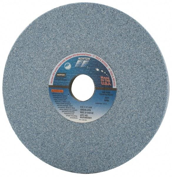 Norton - 8" Diam x 1-1/4" Hole x 1" Thick, J Hardness, 46 Grit Surface Grinding Wheel - Ceramic, Type 5, Coarse Grade, 3,600 Max RPM, Vitrified Bond, One-Side Recess - Exact Industrial Supply