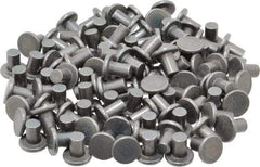 RivetKing - 1/4" Body Diam, Flat Steel Solid Rivet - 3/8" Length Under Head - Exact Industrial Supply