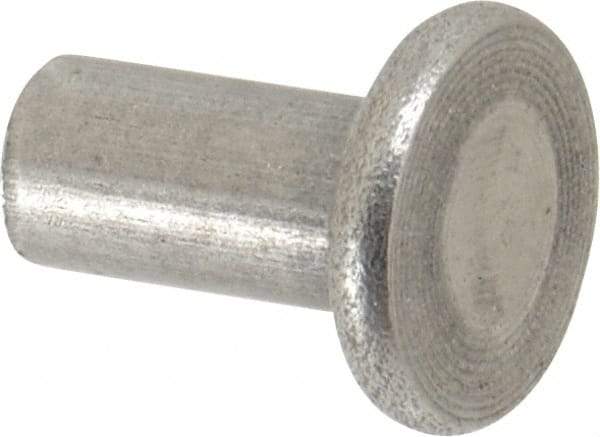 RivetKing - 1/4" Body Diam, Flat Uncoated Steel Solid Rivet - 1/2" Length Under Head - Exact Industrial Supply