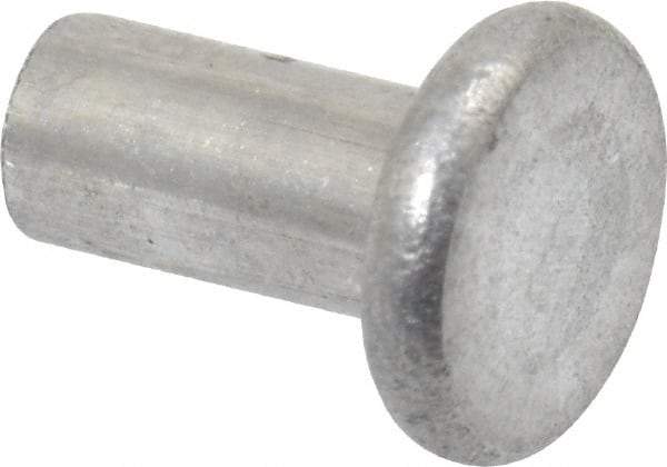 RivetKing - 1/8" Body Diam, Flat Aluminum Solid Rivet - 1/4" Length Under Head, Grade 1100F - Exact Industrial Supply