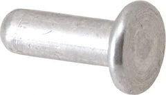 RivetKing - 1/8" Body Diam, Flat Uncoated Aluminum Solid Rivet - 3/8" Length Under Head, Grade 1100F - Exact Industrial Supply