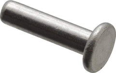 RivetKing - 1/8" Body Diam, Flat Uncoated Aluminum Solid Rivet - 1/2" Length Under Head, Grade 1100F - Exact Industrial Supply