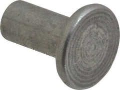 RivetKing - 1/4" Body Diam, Flat Uncoated Aluminum Solid Rivet - 1/2" Length Under Head, Grade 1100F - Exact Industrial Supply