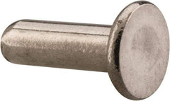 RivetKing - 1/8" Body Diam, Flat Uncoated Stainless Steel Solid Rivet - 3/8" Length Under Head, Grade 18-8 - Exact Industrial Supply