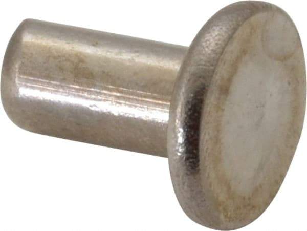 RivetKing - 1/4" Body Diam, Flat Uncoated Stainless Steel Solid Rivet - 1/2" Length Under Head, Grade 18-8 - Exact Industrial Supply