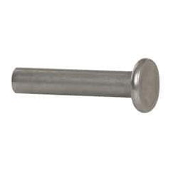 RivetKing - 1/4" Body Diam, Flat Uncoated Stainless Steel Solid Rivet - 1-1/4" Length Under Head, Grade 18-8 - Exact Industrial Supply