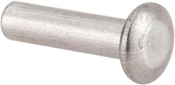 RivetKing - 1/8" Body Diam, Universal Uncoated Aluminum Solid Rivet - 1/2" Length Under Head, Grade 1100F - Exact Industrial Supply