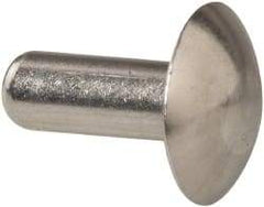 RivetKing - 3/16" Body Diam, Universal Uncoated Aluminum Solid Rivet - 1/2" Length Under Head, Grade 1100F - Exact Industrial Supply