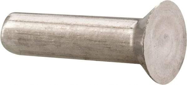 RivetKing - 1/8" Body Diam, Countersunk Uncoated Aluminum Solid Rivet - 1/2" Length Under Head, Grade 1100F, 78° Countersunk Head Angle - Exact Industrial Supply