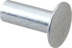 RivetKing - 0.134 to 0.141" Hole Diam, Round Head, Zinc Plated Steel, Semi Tubular Rivet - 3/8 Head Diam, 1/2" Length Under Head, 3/16 Body Diam - Exact Industrial Supply