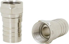 Ideal - Straight, F Type Twist On Coaxial Connector - Compatible with RG59, Brass Contact, Brass Body - Exact Industrial Supply