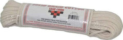 Made in USA - 100' Max Length Cotton Solid Braided Cotton Cord with Reinforced Core - 3/16" Diam, 250 Lb Capacity - Exact Industrial Supply