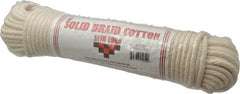 Made in USA - 100' Max Length Cotton Solid Braided Cotton Cord with Reinforced Core - Exact Industrial Supply