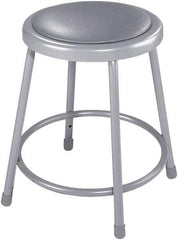 NPS - 18 Inch High, Stationary Fixed Height Stool - 14 Inch Deep x 14 Inch Wide, Vinyl Seat, Grey - Exact Industrial Supply