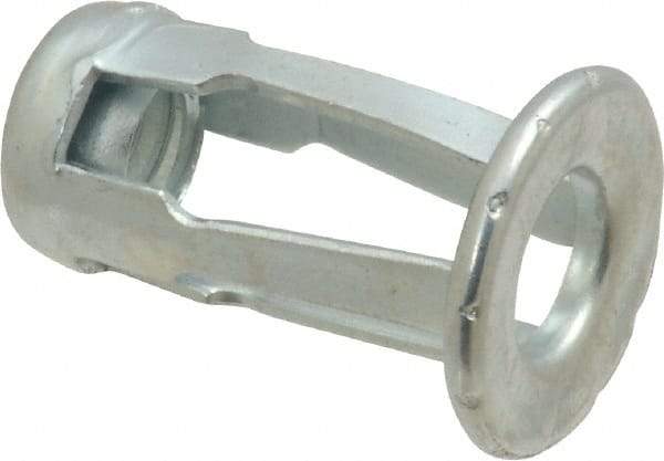 Au-Ve-Co Products - 1/4-20 UNC Thread, Zinc Plated, Steel, Screwdriver Installed Rivet Nut - 3/16 to 3/8" Grip, 5/8" Flange Diam, 0.919" Long - Exact Industrial Supply