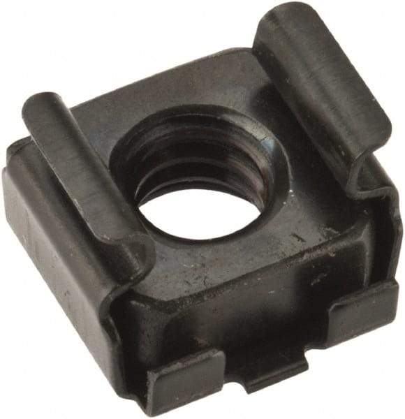Value Collection - 1/4-20 Screw, 0.064 to 0.105" Thick, Spring Steel Cage Nut - 3/8" Center Edge, Black Phosphate Finish - Exact Industrial Supply
