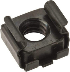 Value Collection - 1/4-20 Screw, 0.064 to 0.105" Thick, Spring Steel Cage Nut - 3/8" Center Edge, Black Phosphate Finish - Exact Industrial Supply