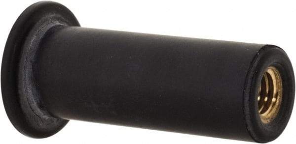 Au-Ve-Co Products - #10-32, 0.562" Diam x 0.051" Thick Flange, Rubber Insulated Rivet Nut - UNF Thread, Neoprene, 1" Long x 3/8" Body Diam, 1.051" OAL - Exact Industrial Supply