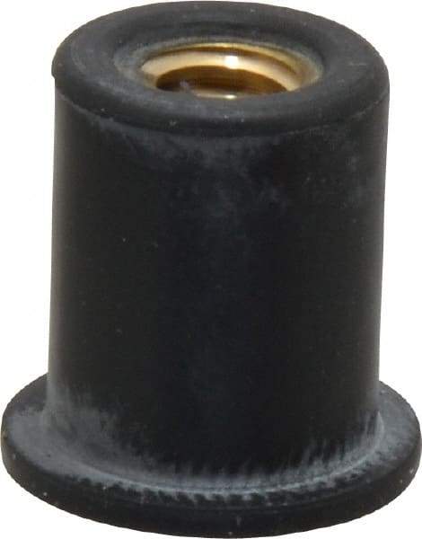 Au-Ve-Co Products - 1/4-20, 5/8" Diam x 0.051" Thick Flange, Rubber Insulated Rivet Nut - UNC Thread, Neoprene, 19/32" Long x 1/2" Body Diam, 0.641" OAL - Exact Industrial Supply