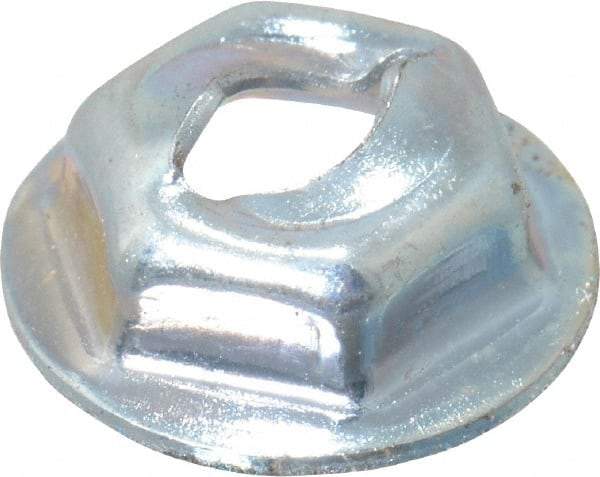Value Collection - 1/8" Hole Diam, 7/16" OD, 5/16" Width Across Flats Washer Lock Nut - Zinc-Plated Spring Steel, For Use with Non Threaded Fasteners - Exact Industrial Supply