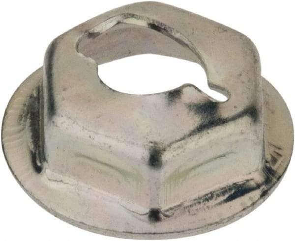 Au-Ve-Co Products - 3/16" Hole Diam, 1/2" OD, 3/8" Width Across Flats Washer Lock Nut - Zinc-Plated Spring Steel, For Use with Non Threaded Fasteners - Exact Industrial Supply