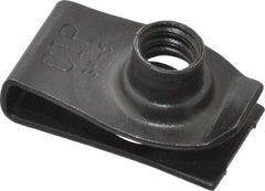 Value Collection - 1/4-20 Screw, 0.025 to 0.15" Thick, Spring Steel Extruded Tapped Hole U Nut - 17/32" Center Edge, Black Phosphate Finish - Exact Industrial Supply