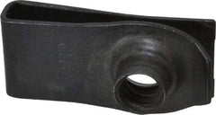 Au-Ve-Co Products - 1/4-20 Screw, 0.025 to 0.15" Thick, Spring Steel Extruded Tapped Hole U Nut - 25/32" Center Edge, Black Phosphate Finish - Exact Industrial Supply