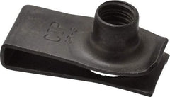 Au-Ve-Co Products - 5/16-18 Screw, 0.025 to 0.15" Thick, Spring Steel Extruded Tapped Hole U Nut - 27/32" Center Edge, Black Phosphate Finish - Exact Industrial Supply