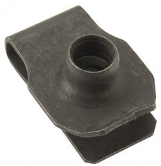 Au-Ve-Co Products - 3/8-16 Screw, 0.05 to 0.2" Thick, Spring Steel Extruded Tapped Hole U Nut - 3/4" Center Edge, Black Phosphate Finish - Exact Industrial Supply