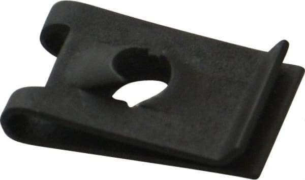 Value Collection - #10 Screw, 0.025 to 0.064" Thick, Spring Steel Standard U Nut - 3/8" Center Edge, Black Phosphate Finish - Exact Industrial Supply